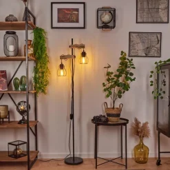 Lampes Vintages & Rétros-hofstein Lampadaire Gondo Écru, Noir, 2 lumières