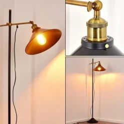 Lampes Dorées-hofstein Lampadaire Gudem Noir doré, 1 lumière