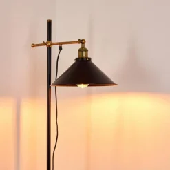 Lampes Dorées-hofstein Lampadaire Gudem Noir doré, 1 lumière