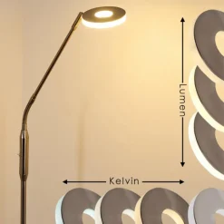 hofstein Lampadaire Gulkana LED Nickel mat, 1 lumière, Changeur de couleurs