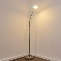 hofstein Lampadaire Gulkana LED Nickel mat, 1 lumière, Changeur de couleurs