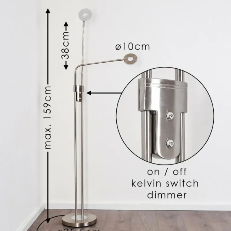 hofstein Lampadaire Gulkana LED Nickel mat, 2 lumières