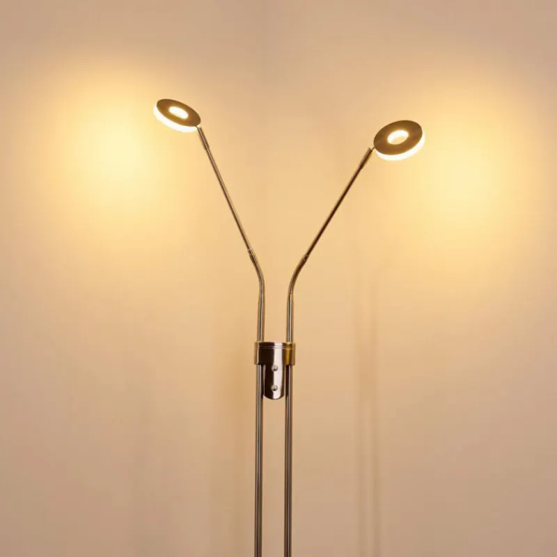 hofstein Lampadaire Gulkana LED Nickel mat, 2 lumières
