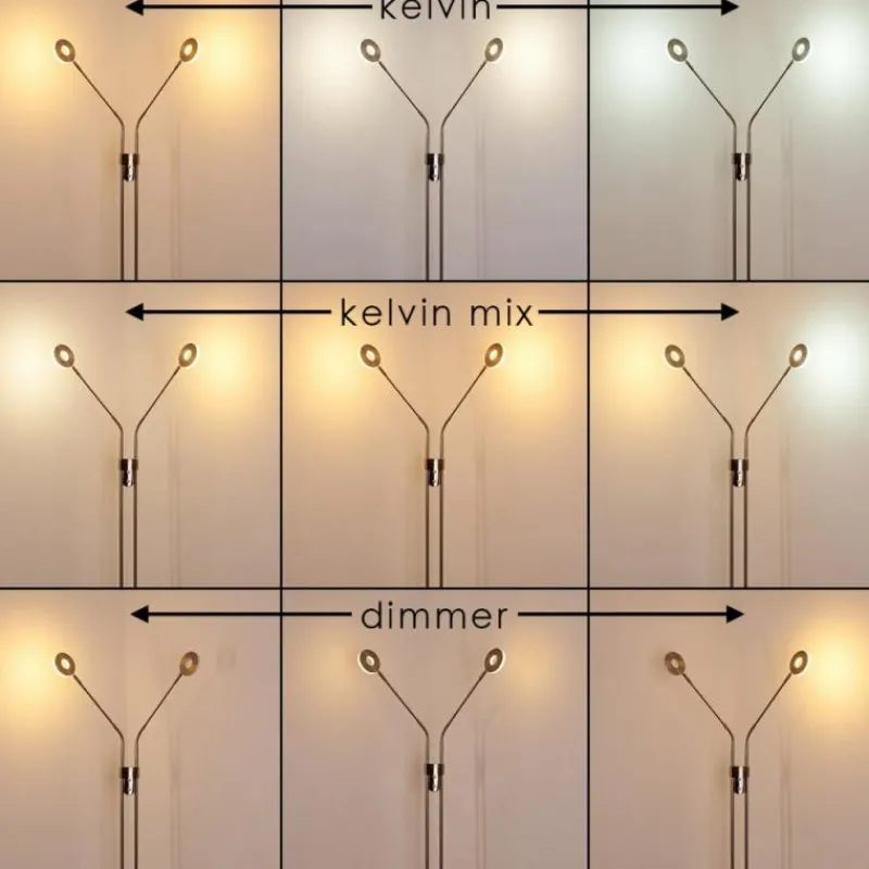 hofstein Lampadaire Gulkana LED Nickel mat, 2 lumières