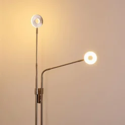 hofstein Lampadaire Gulkana LED Nickel mat, 2 lumières