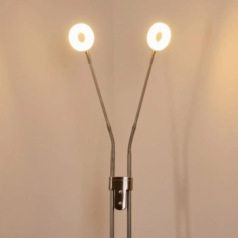 hofstein Lampadaire Gulkana LED Nickel mat, 2 lumières