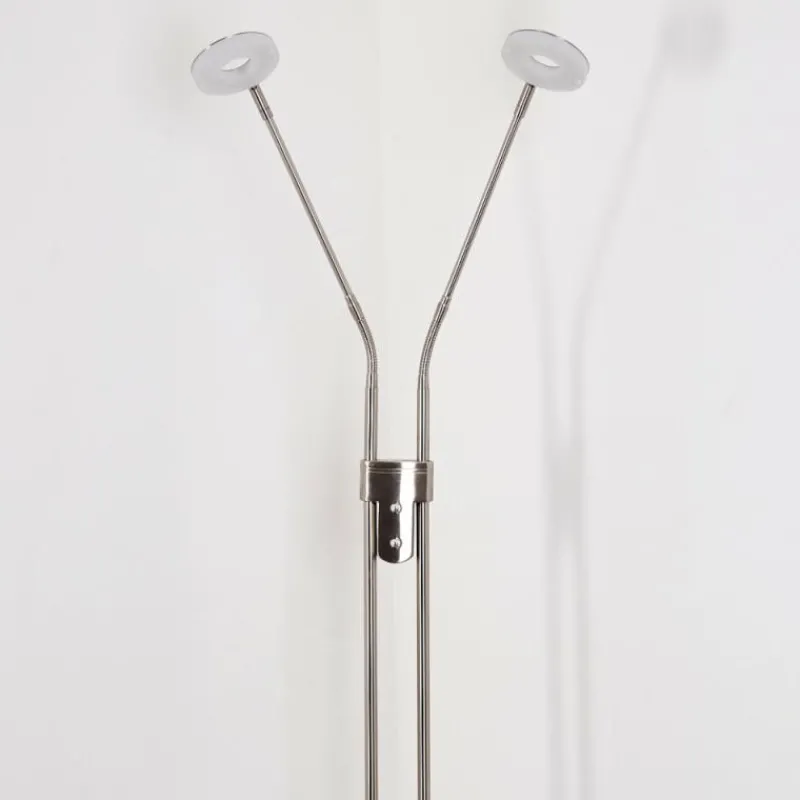 hofstein Lampadaire Gulkana LED Nickel mat, 2 lumières