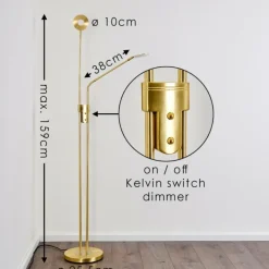 Lampes Dorées-hofstein Lampadaire Gulkana LED Or, 2 lumières