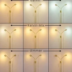 Lampes Dorées-hofstein Lampadaire Gulkana LED Or, 2 lumières