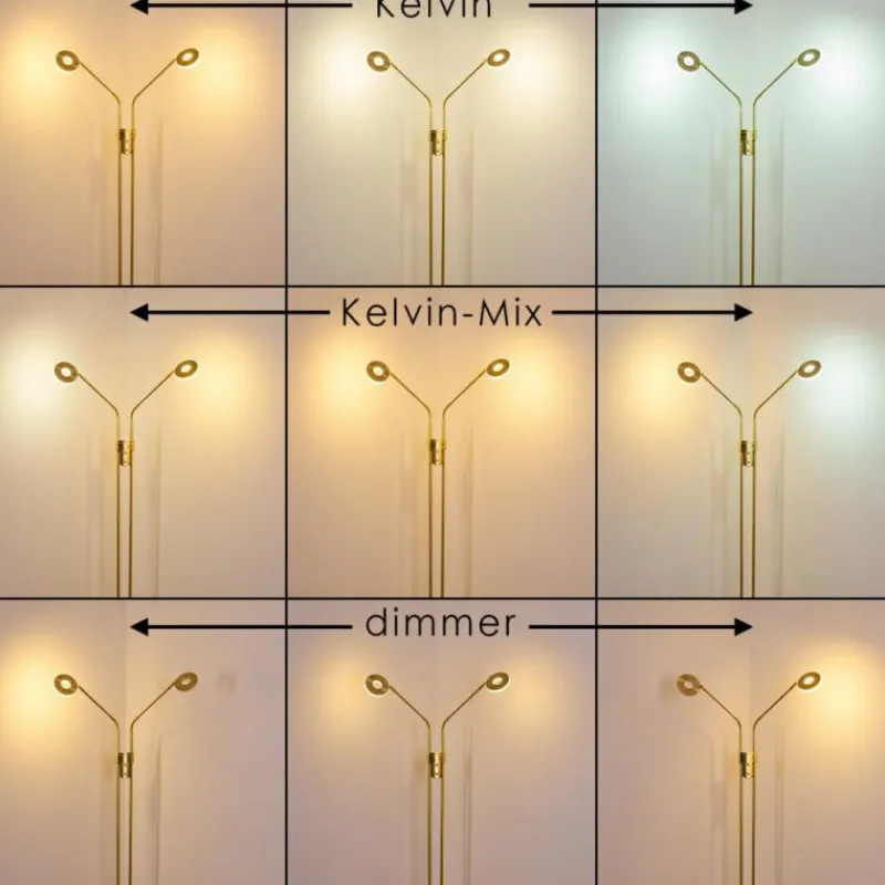 Lampes Dorées-hofstein Lampadaire Gulkana LED Or, 2 lumières