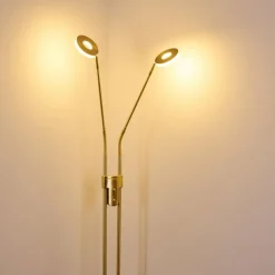 Lampes Dorées-hofstein Lampadaire Gulkana LED Or, 2 lumières