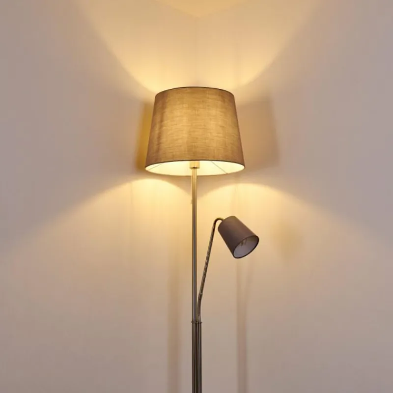 Lampes En Tissu-hofstein Lampadaire Gunstock Nickel mat, 2 lumières