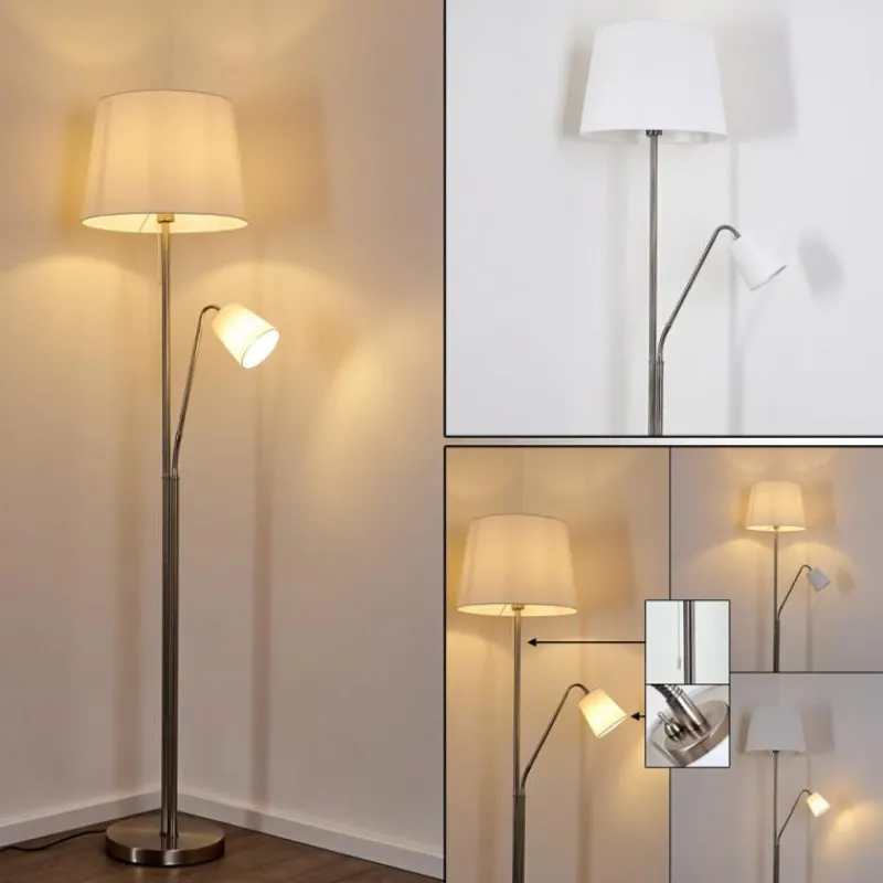 Lampes En Tissu-hofstein Lampadaire Gunstock Nickel brillant, 2 lumières