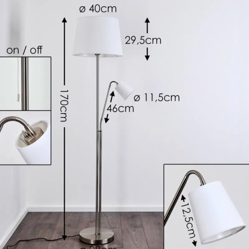 Lampes En Tissu-hofstein Lampadaire Gunstock Nickel brillant, 2 lumières