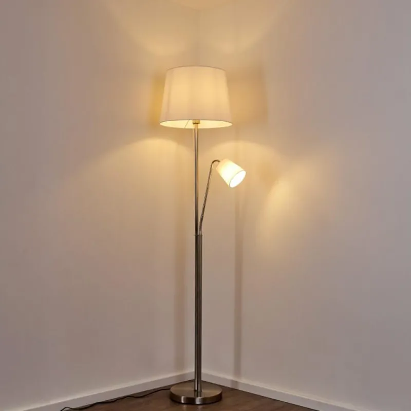 Lampes En Tissu-hofstein Lampadaire Gunstock Nickel brillant, 2 lumières