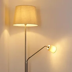Lampes En Tissu-hofstein Lampadaire Gunstock Nickel brillant, 2 lumières