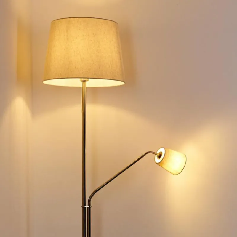 Lampes En Tissu-hofstein Lampadaire Gunstock Nickel brillant, 2 lumières