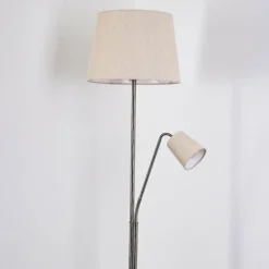Lampes En Tissu-hofstein Lampadaire Gunstock Nickel brillant, 2 lumières