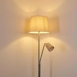 Lampes En Tissu-hofstein Lampadaire Gunstock Nickel brillant, 2 lumières