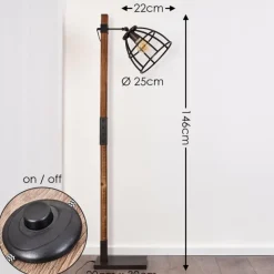 Lampes Vintages & Rétros-hofstein Lampadaire Haervej Bois foncé, Noir, 1 lumière