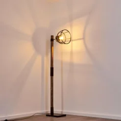 Lampes Vintages & Rétros-hofstein Lampadaire Haervej Bois foncé, Noir, 1 lumière