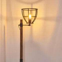 Lampes Vintages & Rétros-hofstein Lampadaire Haervej Bois foncé, Noir, 1 lumière