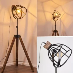 Lampes Industrielles-hofstein Lampadaire Haervej Bois foncé, Noir, 1 lumière