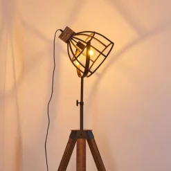 Lampes Industrielles-hofstein Lampadaire Haervej Bois foncé, Noir, 1 lumière