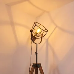 Lampes Industrielles-hofstein Lampadaire Haervej Bois foncé, Noir, 1 lumière