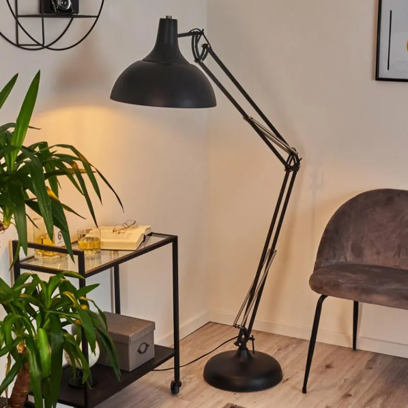 hofstein Lampadaire Hallsta Chrome, Noir, 1 lumière