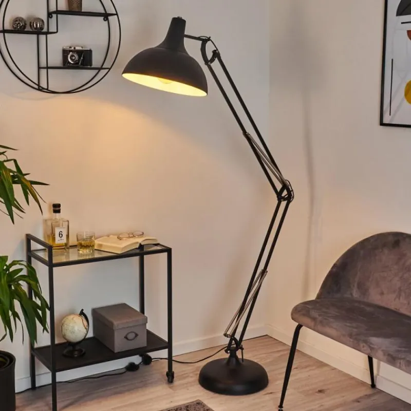 hofstein Lampadaire Hallsta Chrome, Noir, 1 lumière