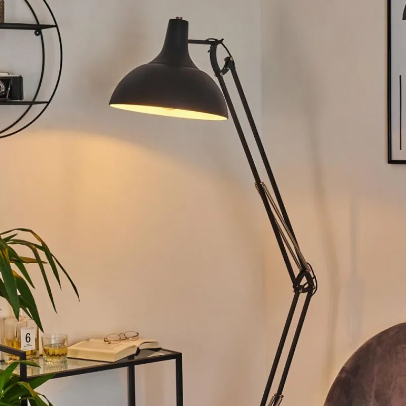 hofstein Lampadaire Hallsta Chrome, Noir, 1 lumière