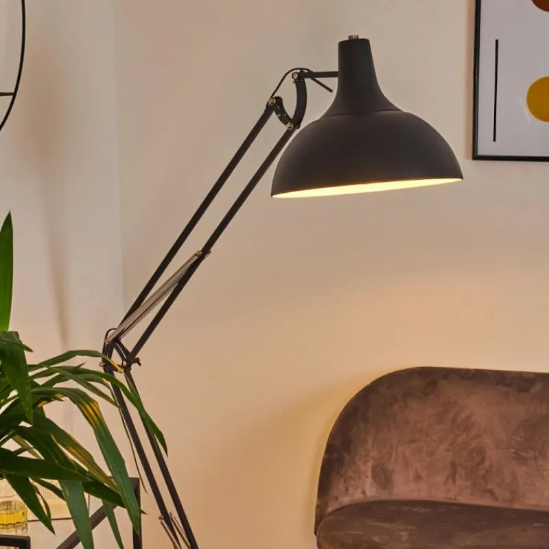 hofstein Lampadaire Hallsta Chrome, Noir, 1 lumière