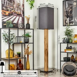 Lampes En Tissu-hofstein Lampadaire Ham Écru, Noir, 1 lumière