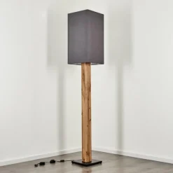 Lampes En Tissu-hofstein Lampadaire Ham Écru, Noir, 1 lumière