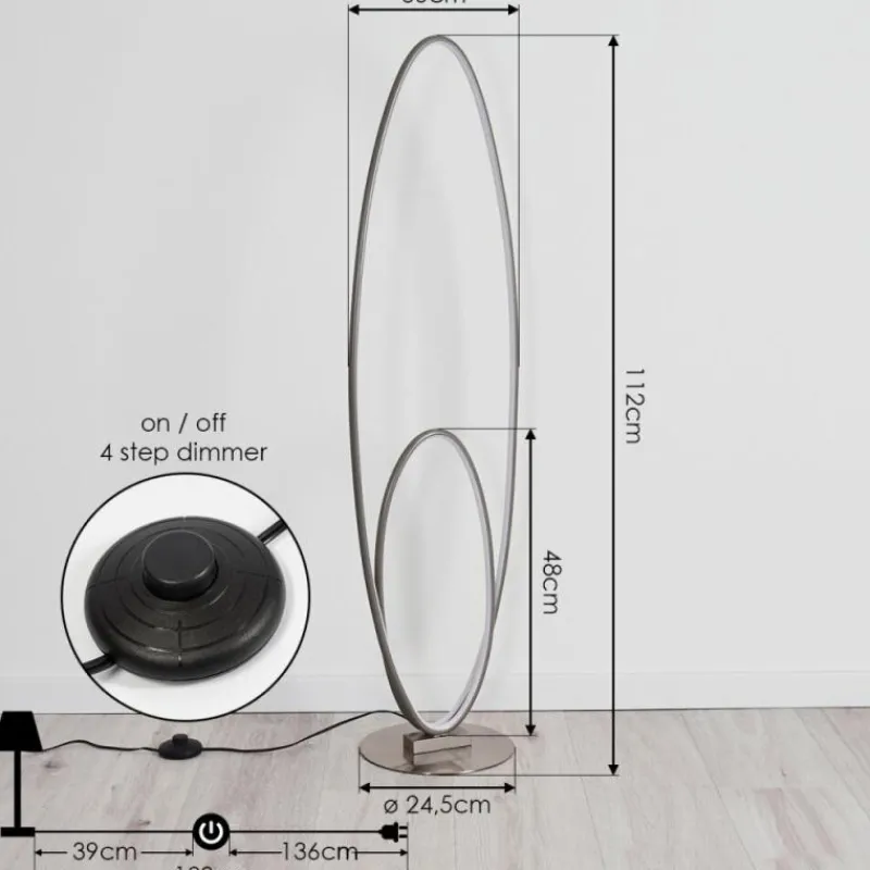 hofstein Lampadaire Harpeth LED Gris, 1 lumière