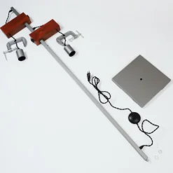 Style Boho-Chic-hofstein Lampadaire Hautahi Gris, Bois foncé, 2 lumières