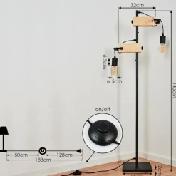 Style Boho-Chic-hofstein Lampadaire Hautahi Gris, Bois clair, 2 lumières