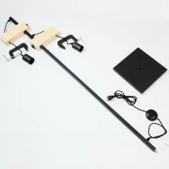 Style Boho-Chic-hofstein Lampadaire Hautahi Gris, Bois clair, 2 lumières