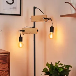 Style Boho-Chic-hofstein Lampadaire Hautahi Gris, Bois clair, 2 lumières