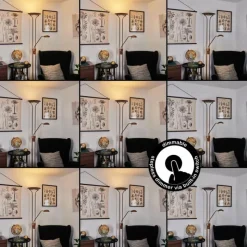 Luminaires Rustiques-hofstein Lampadaire Heuru LED Bronze, 2 lumières