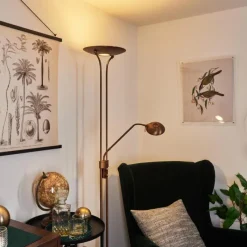 Luminaires Rustiques-hofstein Lampadaire Heuru LED Bronze, 2 lumières