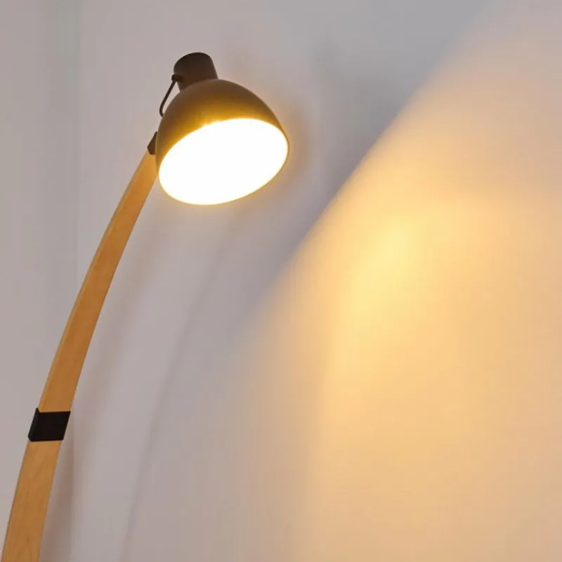 Luminaires Scandinaves-hofstein Lampadaire Higashi Bois clair, Noir, 1 lumière