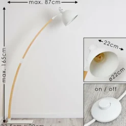 Luminaires Scandinaves-hofstein Lampadaire Higashi Bois clair, Blanc, 1 lumière