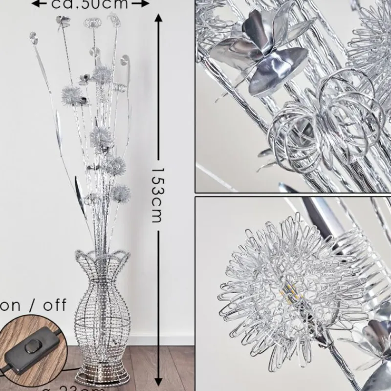 hofstein Lampadaire Holar LED Chrome, 6 lumières, Changeur de couleurs