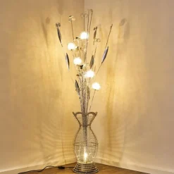 hofstein Lampadaire Holar LED Chrome, 6 lumières, Changeur de couleurs