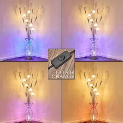 hofstein Lampadaire Holar LED Chrome, 6 lumières, Changeur de couleurs