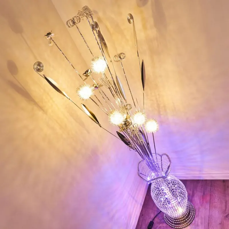 hofstein Lampadaire Holar LED Chrome, 6 lumières, Changeur de couleurs