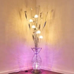 hofstein Lampadaire Holar LED Chrome, 6 lumières, Changeur de couleurs