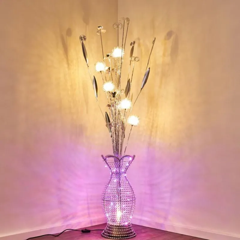 hofstein Lampadaire Holar LED Chrome, 6 lumières, Changeur de couleurs